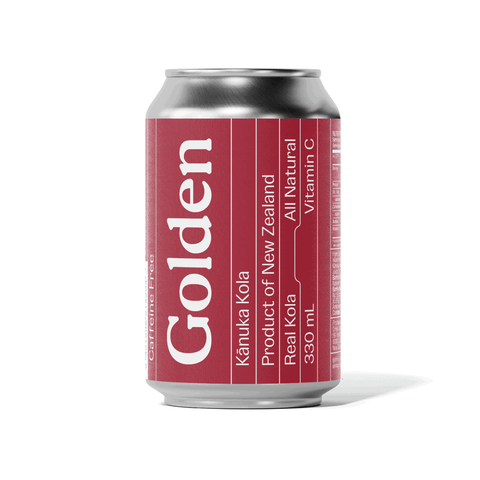 A looping GIF showcasing Golden’s premium honey-based sodas: Kānuka Kola, Mānuka Lemon, and Mānuka Blackcurrant. Each classic 330ml can highlights its all-natural ingredients and healthy source of Vitamin C, proudly crafted in New Zealand. Vibrant flavours inspired by nature, paired with sustainable origins – Stay Golden.