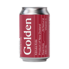 Red can of Golden Känuka Kola with silver top on a white background