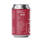 Can of kanuka kola nutrition panel with red label on a transparent background
